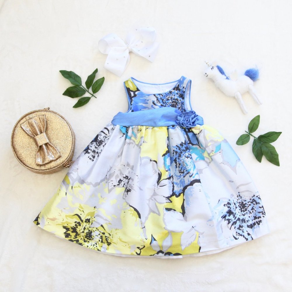 Blue and Yellow Flower Dress